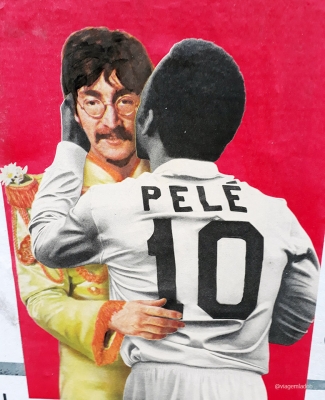 Arte de rua - Pelé beijoqueiro - John Lennon